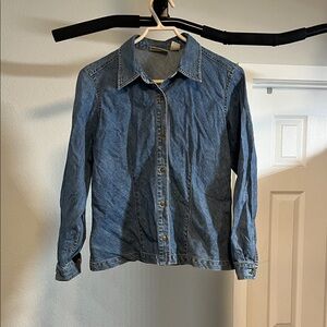 Vintage 1980's Liz Claiborne Blue Denim Shirt with Signature Metal Buttons